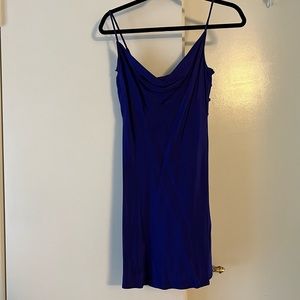 Purple Satin Cowl Neck Mini Dress
